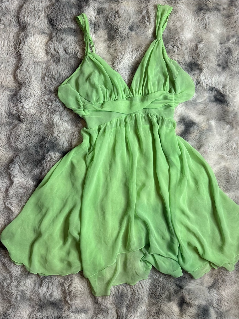 Vintage Y2K 2004 Victoria’s Secret Green Chiffon Babydoll Dress L